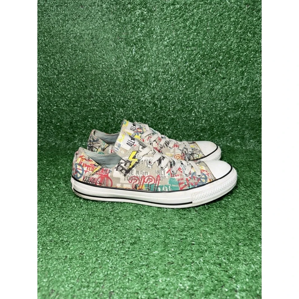 Vintage Converse Mens 8 Womens 10 Colorful Graffiti AOP Skate Shoes Y2K Sneakers